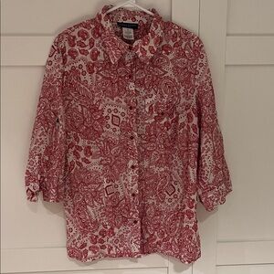 Karen Scott Red and White Floral Top